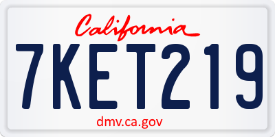 CA license plate 7KET219