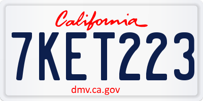 CA license plate 7KET223