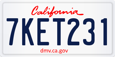 CA license plate 7KET231