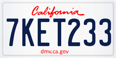 CA license plate 7KET233