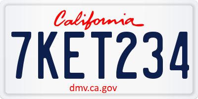 CA license plate 7KET234