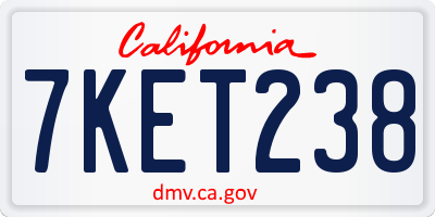 CA license plate 7KET238