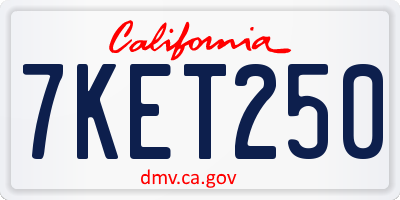 CA license plate 7KET250