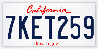 CA license plate 7KET259