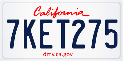 CA license plate 7KET275