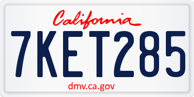 CA license plate 7KET285