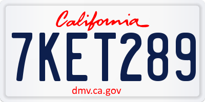 CA license plate 7KET289