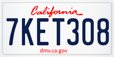 CA license plate 7KET308