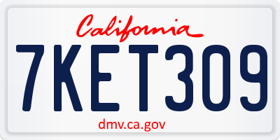 CA license plate 7KET309
