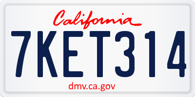 CA license plate 7KET314