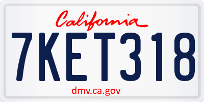 CA license plate 7KET318