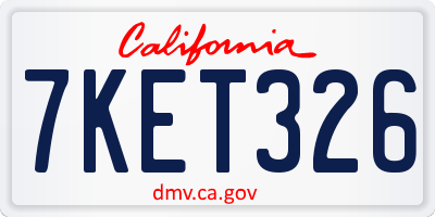 CA license plate 7KET326