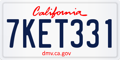 CA license plate 7KET331