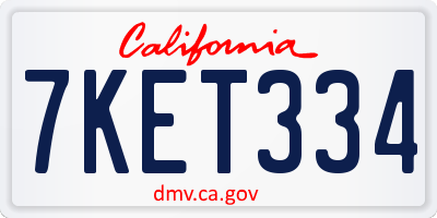 CA license plate 7KET334
