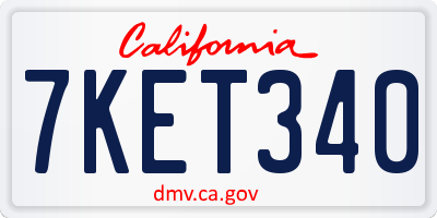 CA license plate 7KET340