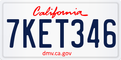 CA license plate 7KET346