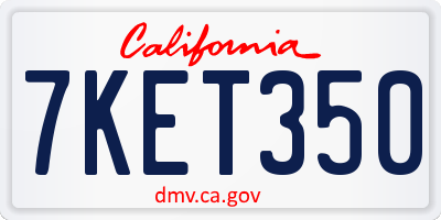 CA license plate 7KET350