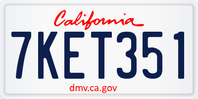 CA license plate 7KET351
