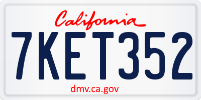 CA license plate 7KET352