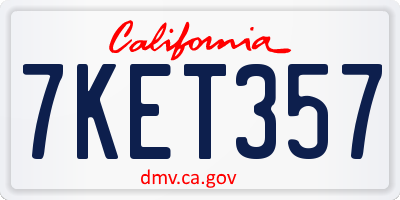 CA license plate 7KET357