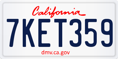 CA license plate 7KET359