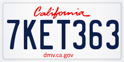 CA license plate 7KET363