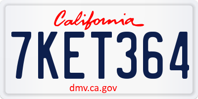 CA license plate 7KET364