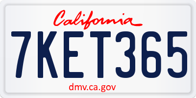 CA license plate 7KET365