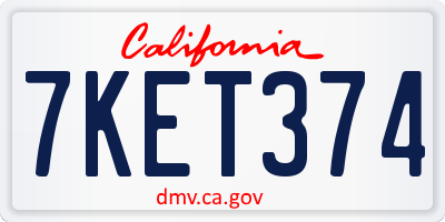 CA license plate 7KET374