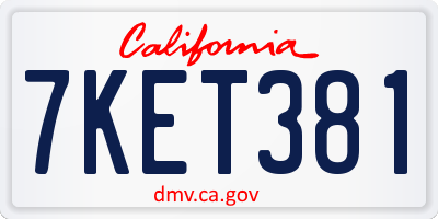 CA license plate 7KET381
