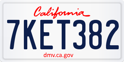 CA license plate 7KET382