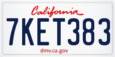CA license plate 7KET383