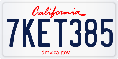 CA license plate 7KET385