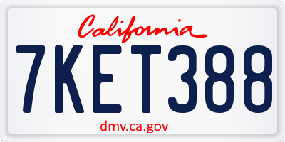 CA license plate 7KET388