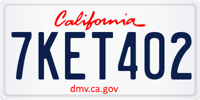 CA license plate 7KET402