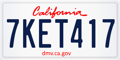 CA license plate 7KET417