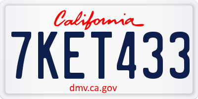 CA license plate 7KET433