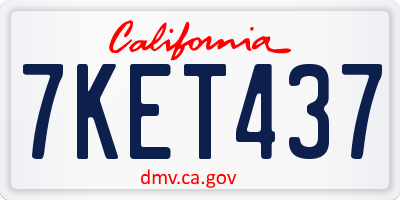 CA license plate 7KET437