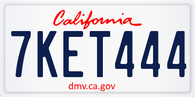 CA license plate 7KET444