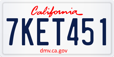CA license plate 7KET451