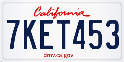 CA license plate 7KET453