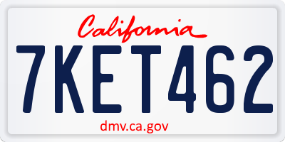 CA license plate 7KET462