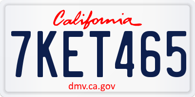CA license plate 7KET465