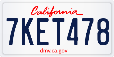 CA license plate 7KET478