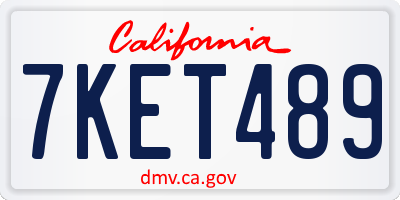 CA license plate 7KET489