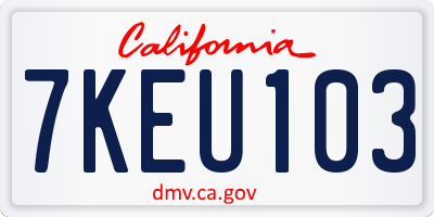 CA license plate 7KEU103