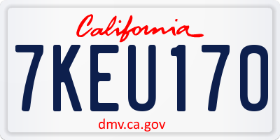 CA license plate 7KEU170