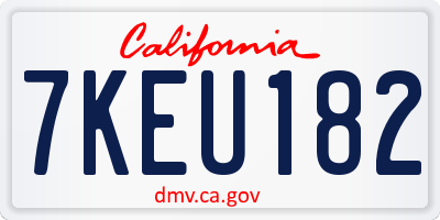 CA license plate 7KEU182