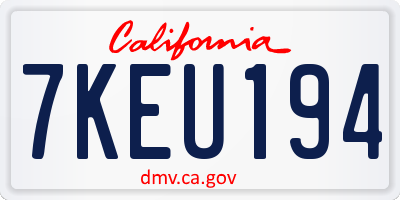 CA license plate 7KEU194