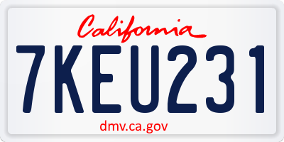 CA license plate 7KEU231